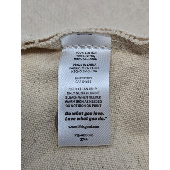 LIFE IS GOOD LOVE BEIGE COTTON CANVAS TOTE BAG LOVE GRAPHIC UNISEX OS REUSABLE - Picture 12 of 12